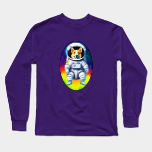 Corgi Space Rainbow Astronaut Long Sleeve T-Shirt